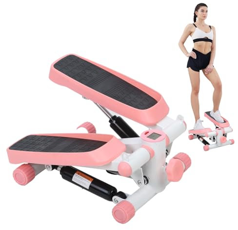 bephible Mini -Treppen Stepper, Multifunktionsfußpedal -Training mit Widerstandsband, LCD Display Home -Training -Stepper -Maschine für Ganzkörpertraining Rosa