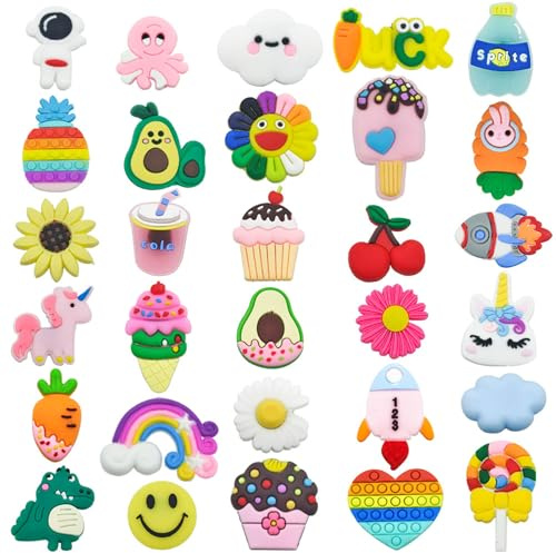 BSITSSS 30 Stück Pins Anstecker für Crocs Charms, Süße Sommer Schuhanhänger, Karikatur Schuhcharms Charmes de Chaussure für Crocs Anstecker für Jungen Mädchen Erwachsene Geburtstagsfeier