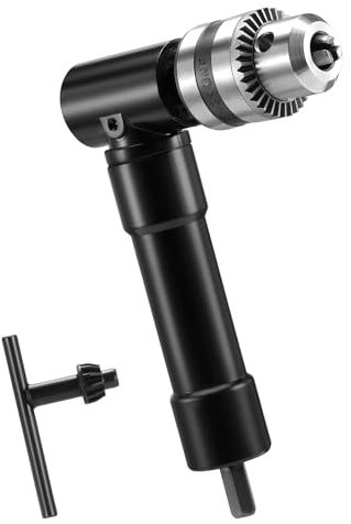 HSEAMALL Right Angle Drill Attachment, 90-Degree Chuck, 1-10mm Range, 8mm Hex Shank