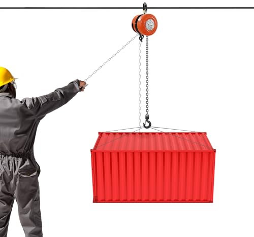 Handkettenzug Kettenzug Hebezeug Kette Haken Stahl Hebewerkzeug manuell mit 2.9 m Hubhöhe für Werkstatt Garage Baustelle Lager Industrie (Orange, 1T)