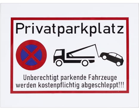 Privatparkplatz Schild 15x20cm aus Aluminium, Reflektierendes Parkplatzschild mit Wunschkennzeichen, UV-beständig, Wasserfest, Rostfrei, mit Bohrlöchern, für Privatgrundstück, Ohne Pfosten