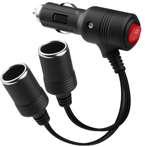 1-2 Prolunga Accendisigari Doppia Presa Accendisigari con Interruttore 12 V Caricabatteria Auto Adattatore Presa 18 AWG Splitter Cavo di Prolunga Con Fusibile Maschio a Femmina per Auto Barca Moto