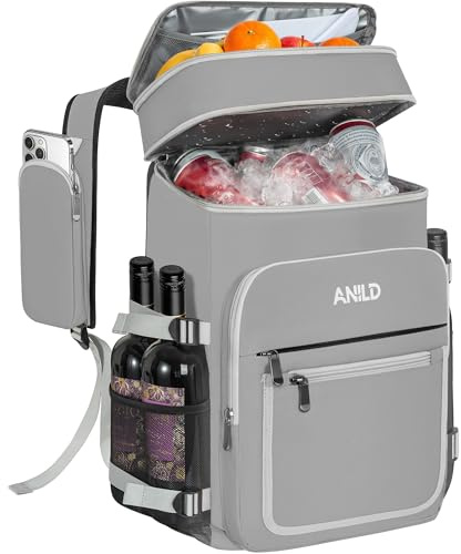LASUK 40 burkar isolerad kylryggsäck 30 L, termoryggsäck stor | Läckagesäker vattentät picknickryggsäck kylväska, picknickväska lunchväska för camping, picknick, grill med mera
