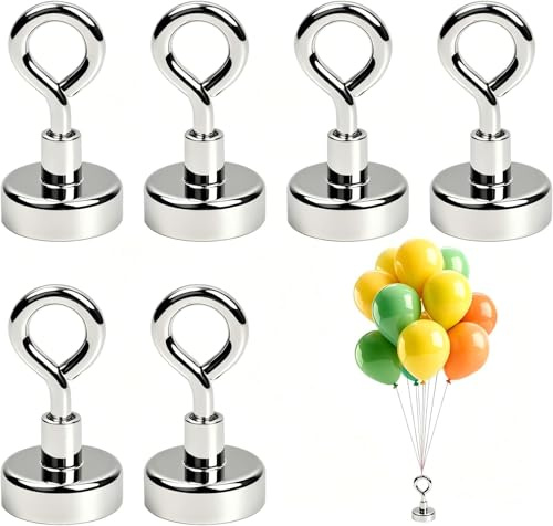 Pack 6 Pesos Magnéticos para Globos Plata Reutilizables 22g Soporte Hasta 14kg Anclaje Decoración Cumpleaños Boda Navidad Halloween Fiesta