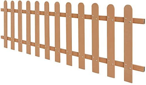 Lumanois Valla de estacas de jardín de WPC 200x60 cm, Bricolaje Vallas de jardín Cercados con estacas, Marrón, 9.2kg