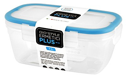 GIO'STYLE Contenitore Ermetico per Alimenti - 1L - Made in Italy - Rettangolare - Adatto a Frigorifero, Freezer, Microonde - Linea Ermetici Plus