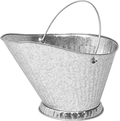 Rocky Mountain Goods Large Fireplace Ash Bucket - Coal Hod for Wood Stove - Extra Strength Steel for Durability - Pour Spout and Carrying Handle (Galvanized Steel)