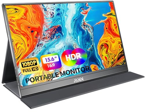 MNN Portable Monitor 15.6inch FHD 1080P USB C HDMI Gaming Ultra-Slim IPS Display w/Smart Cover & Speakers,HDR Plug&Play, External Monitor for Laptop PC Phone Mac (15.6'' 1080P)