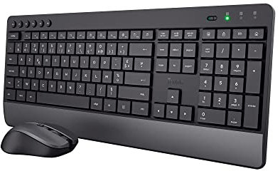 Trust Trezo Ensemble Clavier Souris sans Fil, Configuration AZERTY Français, Conception Durable, Clavier Silencieux et Ergonomique, Batterie Longue Durée 48 Mois, 2.4 GHz, PC, Portable, Ordinateur