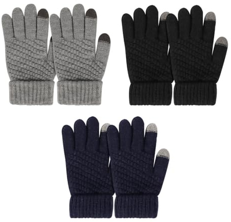 TAGVO Gants Extensibles en Tricot Enfant, 3 Paires Gants et Moufles Bebe Hiver Enfants Garçons Filles, Gants Tricotées pour Enfant Moufles épais d'hiver Âgées de 2 à 5 Ans