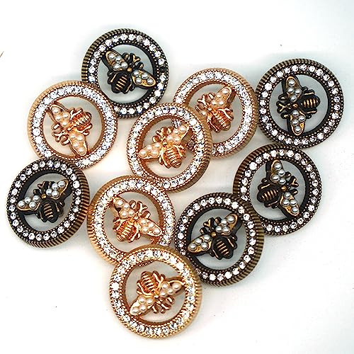 CLYAIYLC 10pcs 18mm/0.71inch Light Luxury Metal Hand Sewn Foot Buttons - Multiple Styles Available (Little Bee)