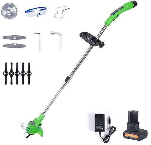 Corta Cespedes pequeños electrico Cortacésped eléctrico de 12V con batería, cortacésped eléctrico rotativo portátil, para Trabajo Ligero, Recargable, retráctil, para jardín