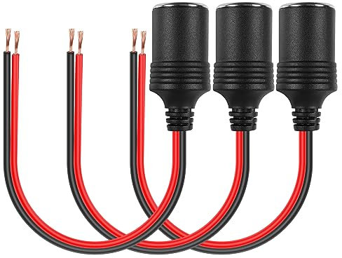 HATMINI 3 x 18 AWG femmina presa accendisigari per auto con cavo nudo open end, caricabatteria da auto da 12/24 V, cavo di ricambio femmina per apparecchiature entro 120 W