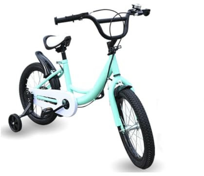 HarBin-Star Bicicleta para niños, 16 Pulgadas, Verde, con Ruedas estabilizadoras, niños a Partir de 5 años, sillín Ajustable con protección de Cadena para niños