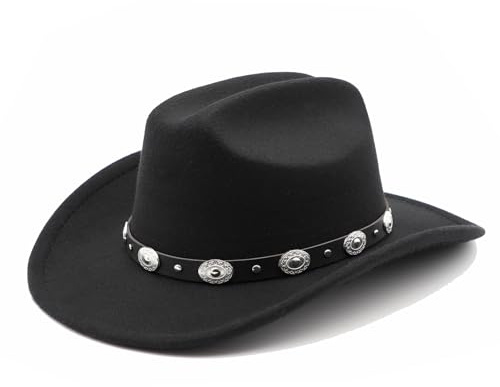 Cowboyhut Schwarz Herren Cowgirl Kostüm Damen mit Band Werternhut Cowboyhut Schwarz Fasching
