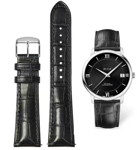 AIYIRUO Correa de Reloj Cuero Correas de Cocodrilo Correas de Cuero Suaves y Duraderas Reemplazan Cadenas de Relojes de Acero Inoxidable Metal Plata Botones de Oro, Hombres y Mujeres (12mm -24mm)
