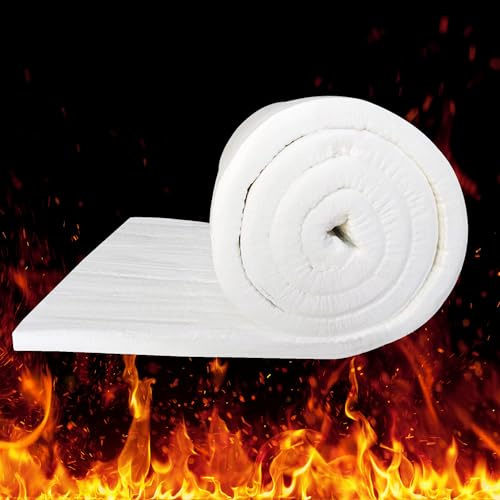 Ceramic Fiber Blanket, Fireproof Insulation Baffle, Rated to 1315°C, Size 60 x 30 cm, 25mm Thick, High-Temperature Resistance for Pizza Oven Stoves, Kilns, Forges, Pipes Insulation