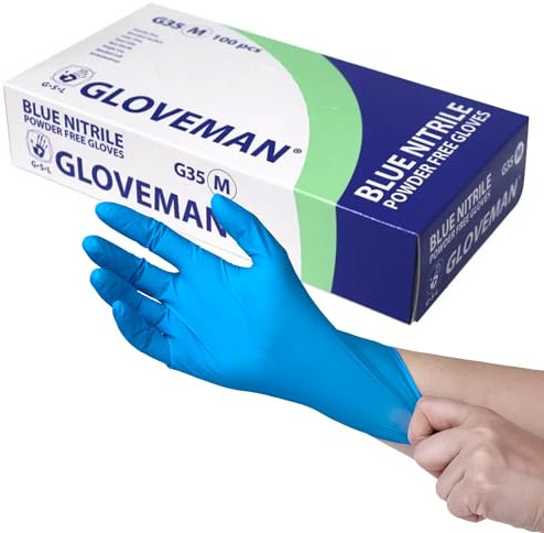 PANKTI Blue Nitrile Disposable Gloves, Powder-Free, Latex-Free, Ideal for Medical, Food Handling, Cleaning, and Multi-Purpose Use (Box of 100) (X-Large)
