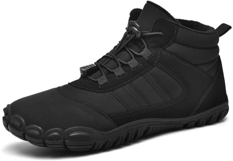AONETiger Unisex barfotaskor vinter kvinnor män vinterskor vinterstövlar fodrade varma vattentäta bekväma snöstövlar halkfria barfotaskor, 8188 svart, 45 EU