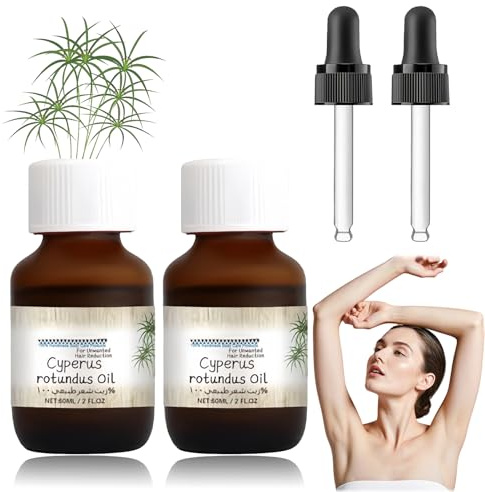 flintronic Aceite de Cyperus Rotundus para La Depilación, 2PCS Aceite Natural de Cyperus Rotundus, Cyperus Rotundus Oil, Hidratante y Nutritivo, Reduce El Crecimiento del Vello Corporal