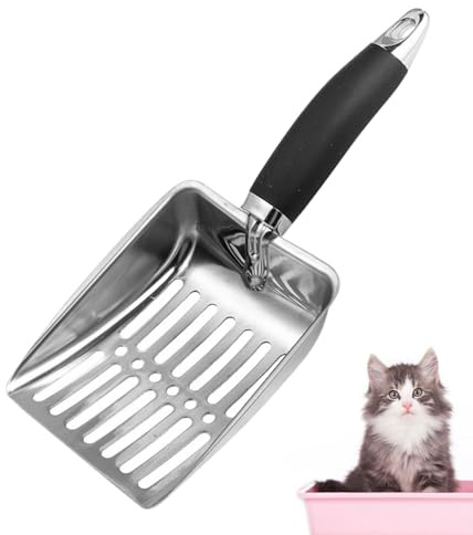 Kattspade för husdjur - metallspade för katter, kattkattspade, fekal screening | Enkel design bekväm spade med handtag, M sked