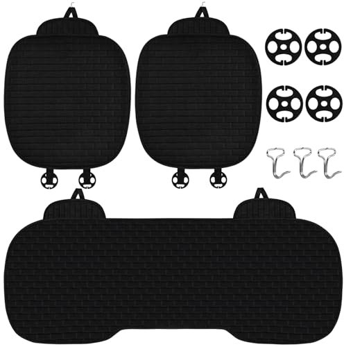 Mapille 3 pezzi abito Cuscino per sedile auto anteriore e posteriore, Lino traspirante coprisedili universale, Antiscivolo cuscino auto anteriore e posteriore Resistente all'usura e ai graffi, Nero