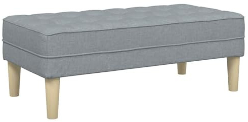 vidaXL Ottomán Gris Claro de 113 cm x 57 cm para la Sala de Estar y el Dormitorio. Tiene Tela Que resiste Manchas, es cómodo y aguanta hasta 110 kg. Se Arma fácil, es para Interiores y Tiene un estil