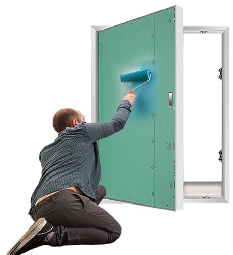 Revisionsklappe Revisionstür Unterputz-Revisionsplatten aus Gipskarton mit Aluminiumrahmen, versteckte Serviceklappe für Sanitär-/Elektro-/Zählerkästen, große Wand-Revisionsplatte(Right lock,800x900mm