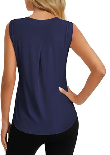 Dawnrole Workout Tank Top for Women Gym Athletic Sleeveless Yoga Shirt Crew Neck Tops Navy Blue