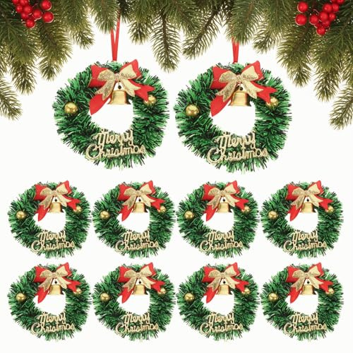 Healifty 20 Mini Ghirlande Natalizie Da Appendere: Piccole Ghirlande Artificiali Per Mobili Artigianali Decorazioni Per L'Albero Di Natale Della Casa Delle Bambole 2,36X2,36X0,79 Pollici