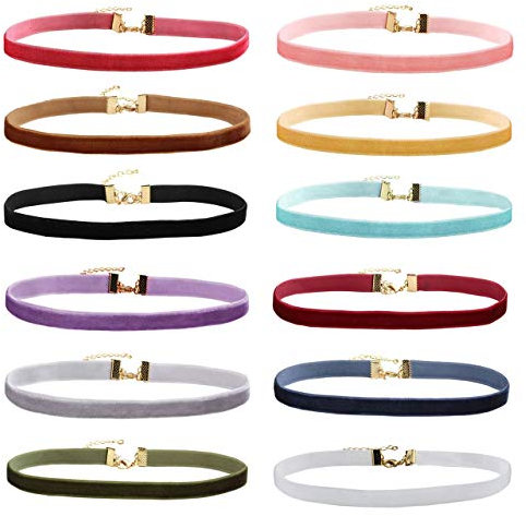 Manfnee Damen 12PCS Velvet Choker Halskette Set Gothic Lolita Elegant Choker Collar