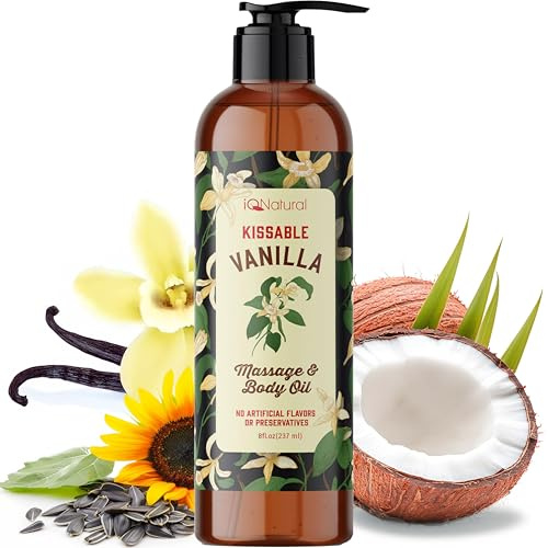 Edible Massage Oil Safe for Genitals, Warming Date Night, Vanilla 8oz