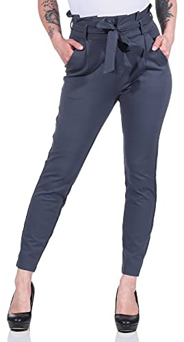 VERO MODA Damen Business Stoffhose Elegante High Waist Paperbag Pants mit Bindeband VMEVA