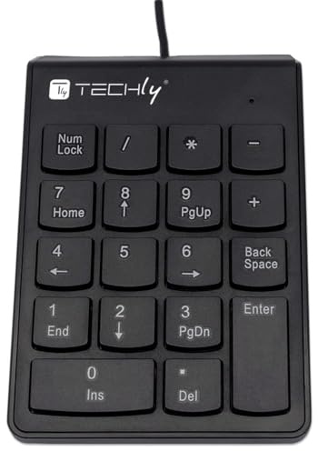 Techly 362794 Mini Tastierino Numerico con Cavo USB e 18 Tasti Nero