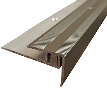 ufitec Profilsystem für Parkett- und Laminatböden - für Belagshöhen von 7-16 mm - viele Farben lieferbar (Treppenkantenprofil, Bronze Hell, 90 cm länge)