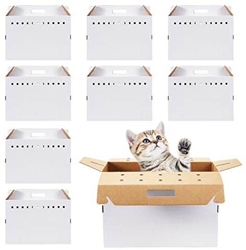 Kisston 12 Pieces Cardboard Pet Carriers 17.5 x 8.5 x 15 Inches for Small Animals Cat Hamster Guinea Pig Rabbit Bird Travel Box