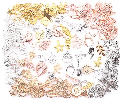 YIEUR 150 Stück Charms Anhänger, Mini Metall Gemischte Schmuckanhänger, Vintage Aesthetic Accessoires zum DIY Schmuck Handwerk