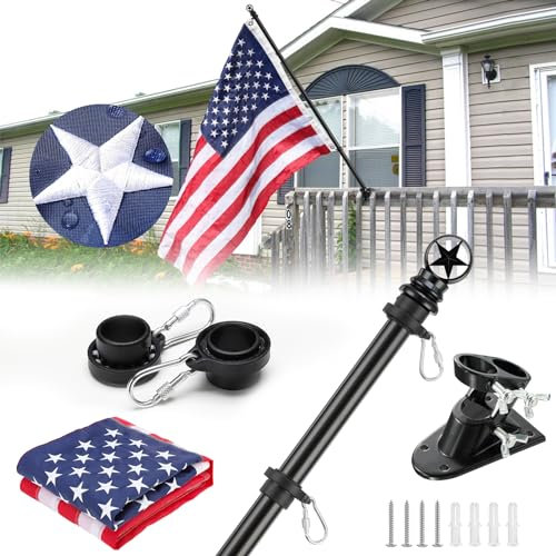 Schwarzer Fahnenmast mit Flaggen, Flaggenstock für Außenhaus, 1,8 m