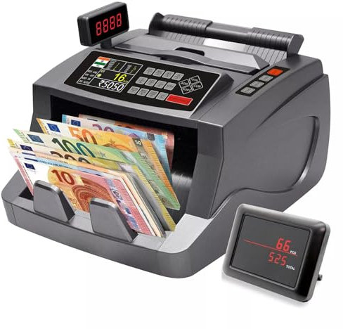 Geldzählmaschine Geldzähler Wertzähler Banknotenzähler Geldscheinzähler UV MG MT, Wertzähler für gemischte Banknoten | Sicher | Exakt | Blitzschnell | Erkennt Falschgeld | 1000 Banknoten pro Minute