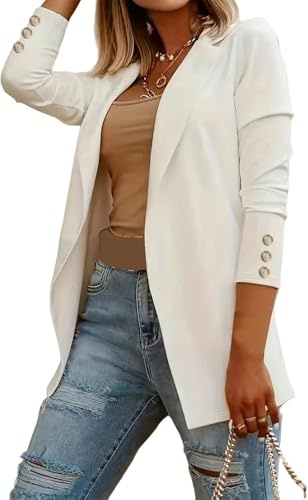 Chaqueta De Manga Larga De Color Sólido para Mujer Chaqueta De Solapa Blazer Carrera Trabajo De Negocios Oficina Blazer De Manga Larga Chaqueta Blazer Chaqueta