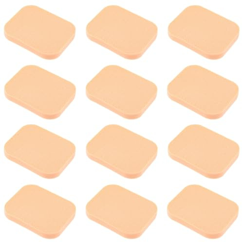Giantree 12 Pcs Square Makeup Sponges, for Foundation Facial Powders Puff Cosmetic Sponge, Square Foam Pad Powders Blender for Liquid Foundation Cream Powder Concealer - Wet Dry Use (Skin Color)