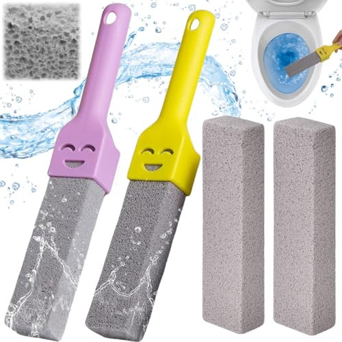 Liekadijiae 4 Pezzi Set di Pietre Pomice per WC, Pietra Pomice per la Pulizia, Pietra Pulizia WC, Pietra Pomice per Wc Ceramica, Pietra Pomice Pulizia Pietra con Manico, Replaceable Pietra Pomice WC