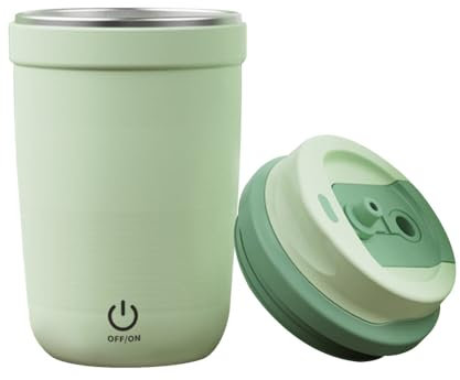 MiOYOOW Tasse à Café Auto-mélangante, 400ML Tasse à Mélange électrique, Tasse de Voyages Magnétique en Acier Inoxydable, avec Couvercle, pour Maison, Voyages et Bureau