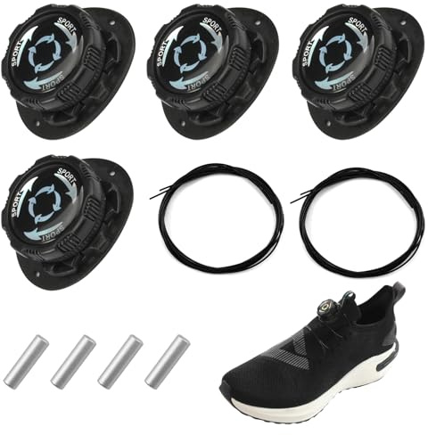 4 Piezas Cordones Automáticos con Cierre de Rosca, Cordones Automáticos Cierre, No Requiere Instalación, No Se atan, Cordones Cierre Giratorios, Cordones de Bloqueo para Zapatillas Unisex para Adultos