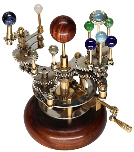 Cosmos Museum Orrerie vintage de luxe en laiton – Mécanisme d'engrenage planétaire exquis en laiton | Ornement de bureau astronomique | Modèle de système solaire (modèle de système solaire de bureau)