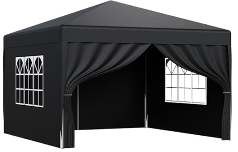 Popup-paviljong pop-up-paviljong, festtält med fönster, sommartält för utomhusbruk, vattentätt, solskydd, skydd, vikält, markis (blå 3 x 3,0 m)