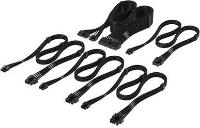 Corsair Kit de Démarrage Câbles PSU à Gaines Individuelles Type 5 Elite Premium – Peignes à Câble Profil Bas, Conception Paracord à Maille Triple Couche, Compatible PSU's Type 5 – Noir