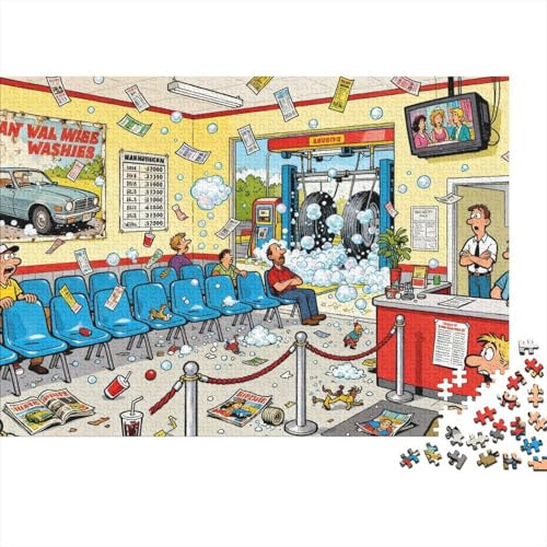 Area di attesa per la tensione del lavaggio auto Puzzle in Legno Impermeabile DIY Puzzles Da 1000 Pezzi Regali Per Adulti Colorati Giochi Di Impegnativi