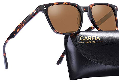 Carfia Lunettes de Soleil Homme Polarisée Lunettes Solaires Cat.3 Anti UV pour Pêcher Voyager Conduire