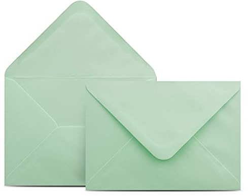 Colours-4-you - Lot de 50 enveloppes - DIN C6 - Vert menthe - 11,4 x 16,2 cm - Enveloppes avec fermeture humide - Rabat pointu - 100 g/m² - Fermeture humide - Enveloppes sans fenêtre